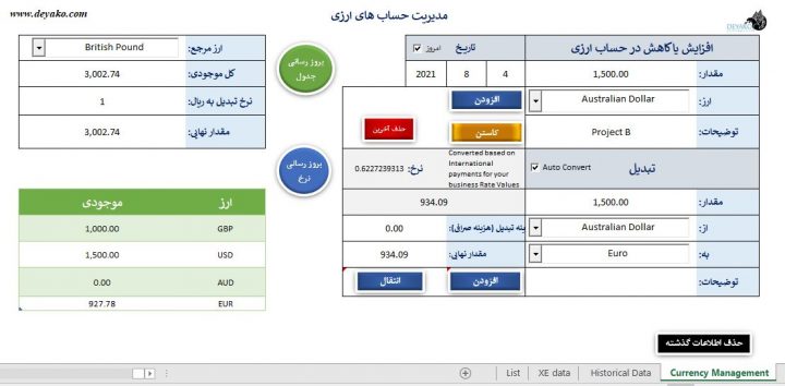 نرم افزار مدیریت حساب های ارزی